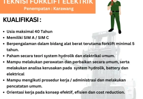 Lowongan Teknisi Forklift Elektrik